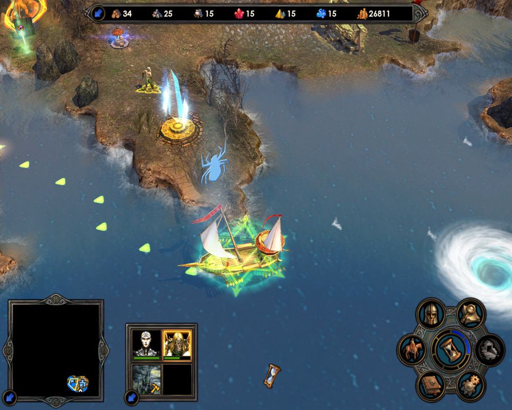 Heroes of Might and Magic V (Windows) screenshot: Exploring the sea.