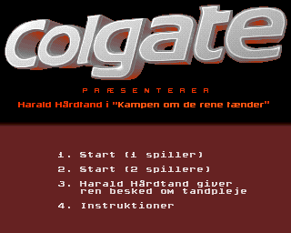 Harald Hårdtand: Kampen om de rene tænder (Amiga) screenshot: Main menu