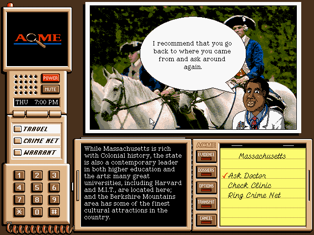 Where in the USA Is Carmen Sandiego? (Deluxe Edition) (DOS) screenshot: Ended up in the wrong location