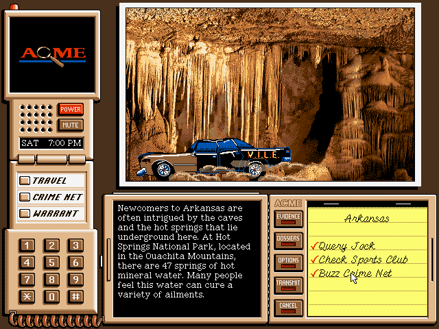 Where in the USA Is Carmen Sandiego? (Deluxe Edition) (DOS) screenshot: That's the V.I.L.E mobile...