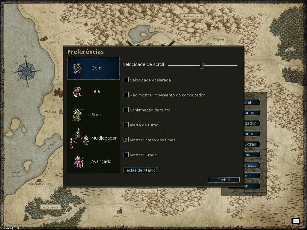 The Battle for Wesnoth (Linux) screenshot: Preferences screen