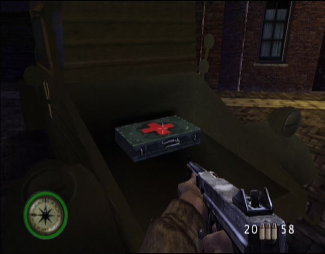 Medal of Honor: Frontline (Xbox) screenshot: Large medical kits can be found hidden away.