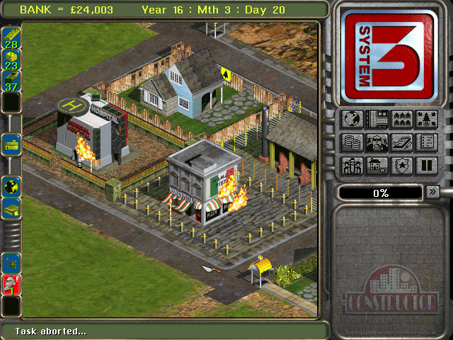 Constructor (DOS) screenshot: My word, it's hot in here!