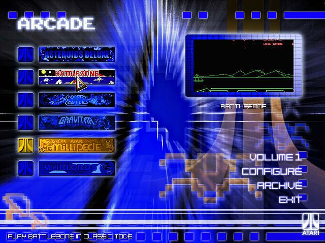 Atari Arcade Hits: Volume 2 (Windows) screenshot: Title screen