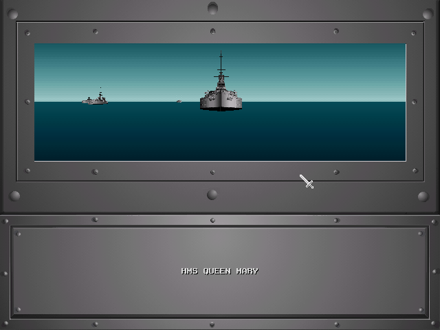 Jutland (DOS) screenshot: Framed in-game shot of the Queen Mary in formation