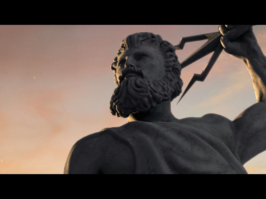 Titan Quest (Windows) screenshot: Zeus watches it all.