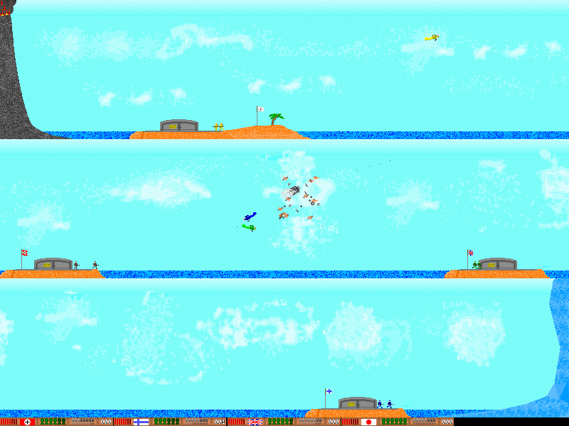 Triplane Turmoil (DOS) screenshot: An island-hopping level.