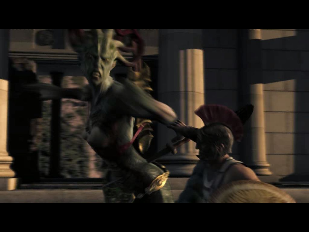Titan Quest (Windows) screenshot: Take this, vile beast!