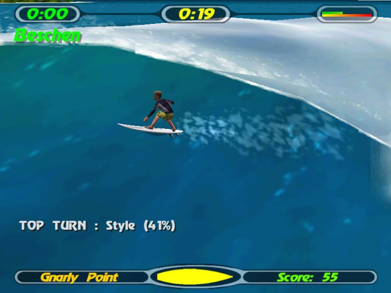 Championship Surfer (Windows) screenshot: Getting away from a barrel