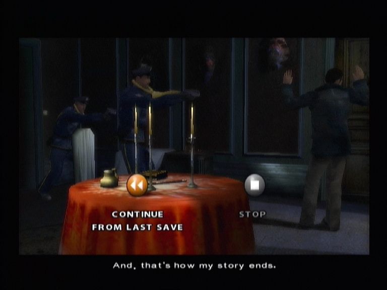 Indigo Prophecy (Xbox) screenshot: Getting arrested ends your game