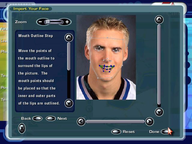 NHL 2000 (Windows) screenshot: The face importer is one of the key features in the game...