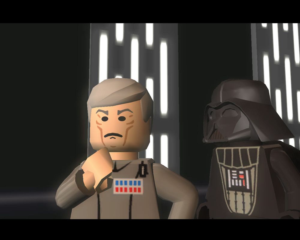 LEGO Star Wars II: The Original Trilogy (Windows) screenshot: Grand Moff Tarkin and Darth Vader (Cut-scene).