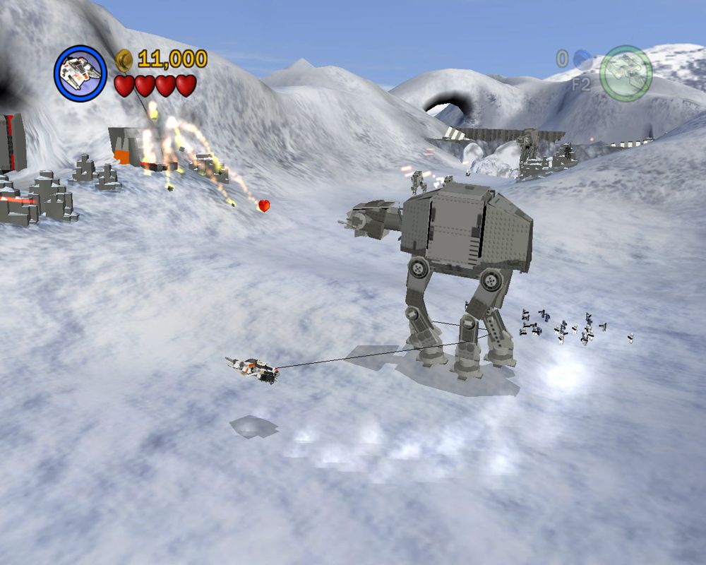 LEGO Star Wars II: The Original Trilogy (Windows) screenshot: The Hoth battle.