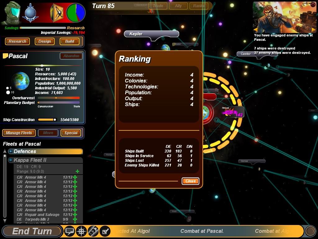 Sword of the Stars (Windows) screenshot: main strategic view of the game