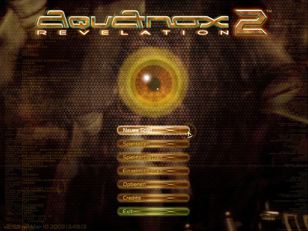 AquaNox 2: Revelation (Windows) screenshot: Main menu
