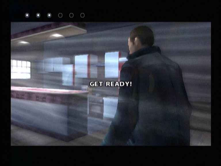 Indigo Prophecy (Xbox) screenshot: A warning pops up before the action starts!