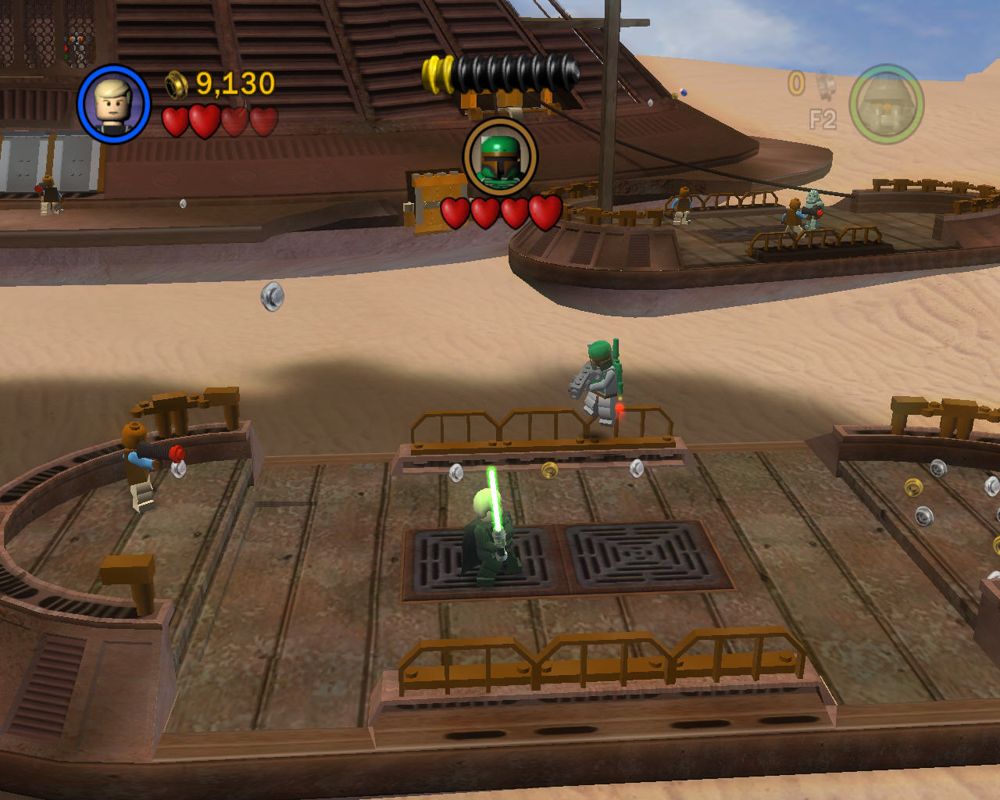 LEGO Star Wars II: The Original Trilogy (Windows) screenshot: The game has several bosses. Boba Fett is one of them.