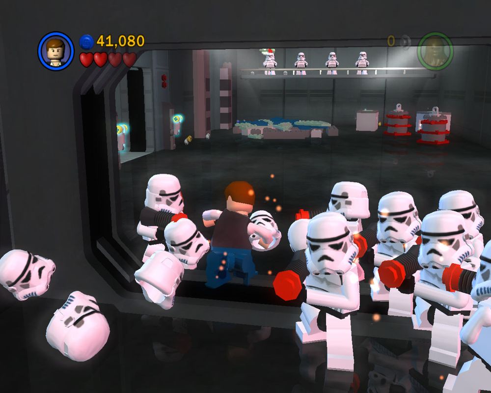 LEGO Star Wars II: The Original Trilogy (Windows) screenshot: Han Solo vs. Stormtroopers