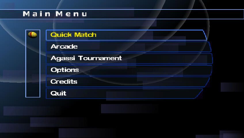 Agassi Tennis Generation 2002 (Windows) screenshot: Main menu