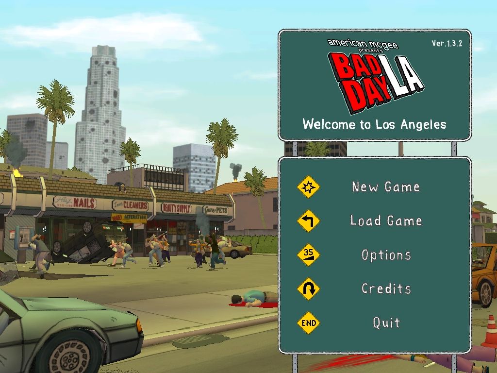 American McGee presents Bad Day LA (Windows) screenshot: The main menu.