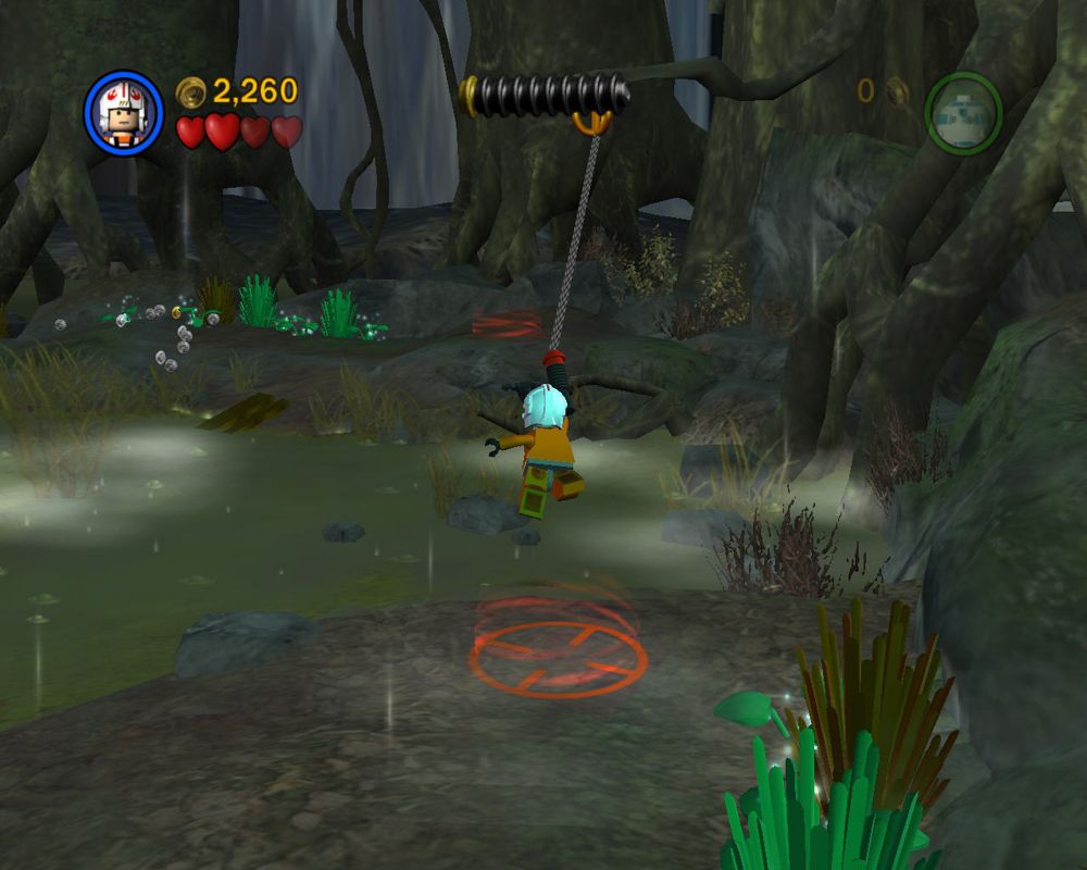 LEGO Star Wars II: The Original Trilogy (Windows) screenshot: Blaster characters can use grappling hooks.