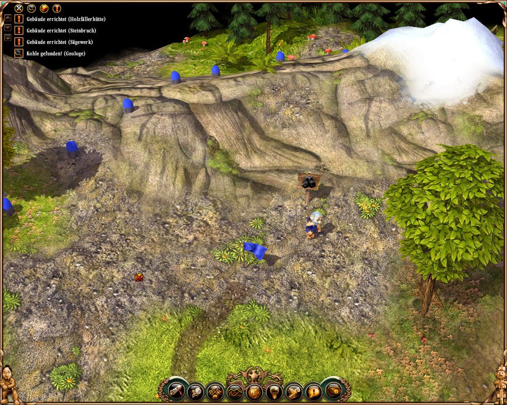 The Settlers II: 10th Anniversary (Windows) screenshot: A geologist has found coal.