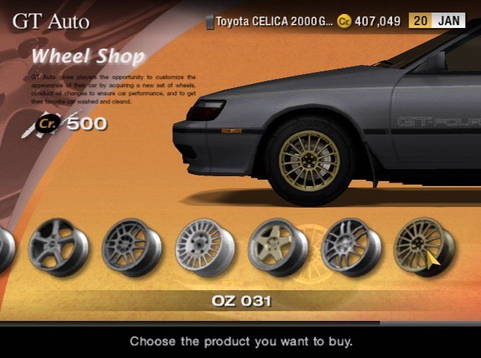 Gran Turismo 4 (PlayStation 2) screenshot: Customize appearance with a new set of wheels
