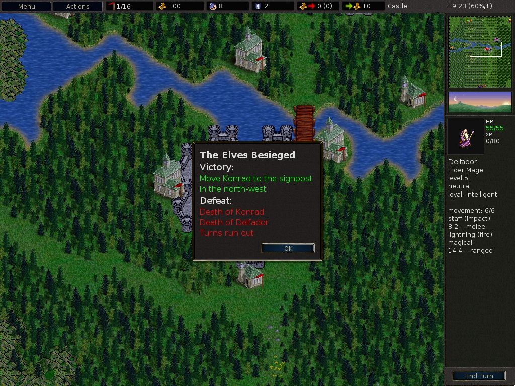The Battle for Wesnoth (Windows) screenshot: Mission objectives.