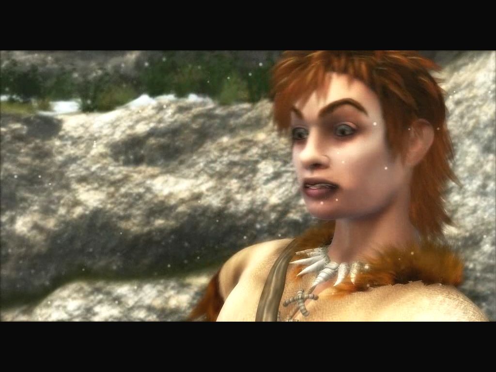 Echo: Secrets of the Lost Cavern (Windows) screenshot: Arok is surprised by the appearance of a beast
