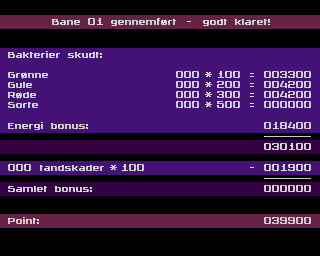 Harald Hårdtand: Kampen om de rene tænder (Amiga) screenshot: Level complete