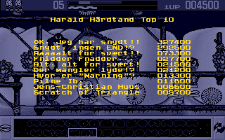 Harald Hårdtand: Kampen om de rene tænder (DOS) screenshot: Highscore screen