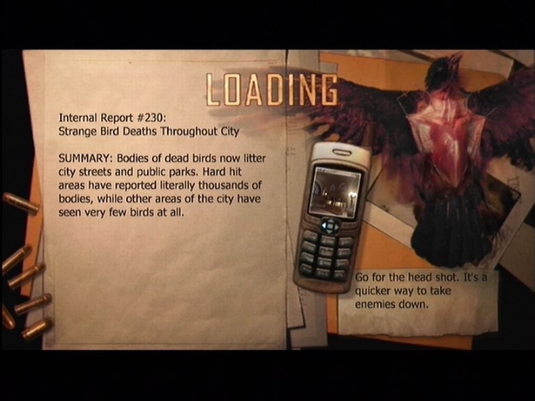 Condemned: Criminal Origins (Xbox 360) screenshot: Loading screens tell you whats happening to the birds