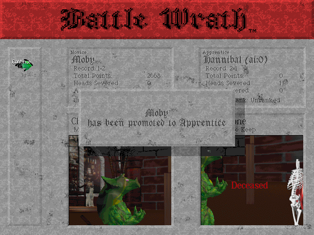 Battle Wrath (DOS) screenshot: Rank increase!