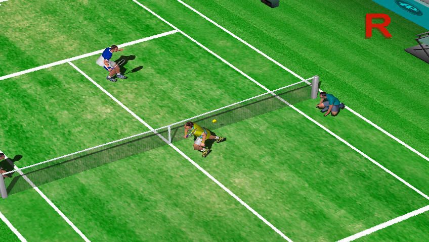 Agassi Tennis Generation 2002 (Windows) screenshot: Trying to guess where the ball is often makes you do things like this...