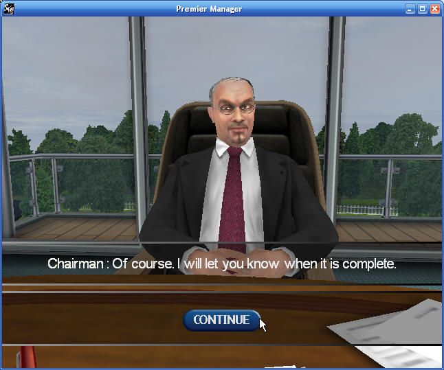 Premier Manager: 2002/2003 Season (Windows) screenshot: The chairman giving the green light for a project.