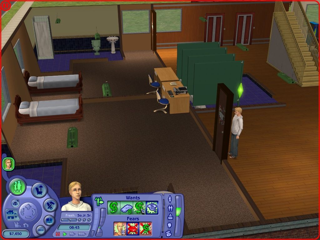 The Sims 2: University (Windows) screenshot: Not a bad looking dorm, actually.