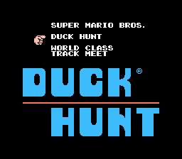 Super Mario Bros. / Duck Hunt / World Class Track Meet (NES) screenshot: Menu screen, selecting Duck Hunt.