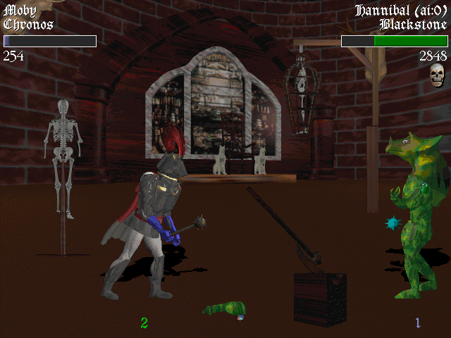 Battle Wrath (DOS) screenshot: Blackstone has managed to slice Chronos' arm off