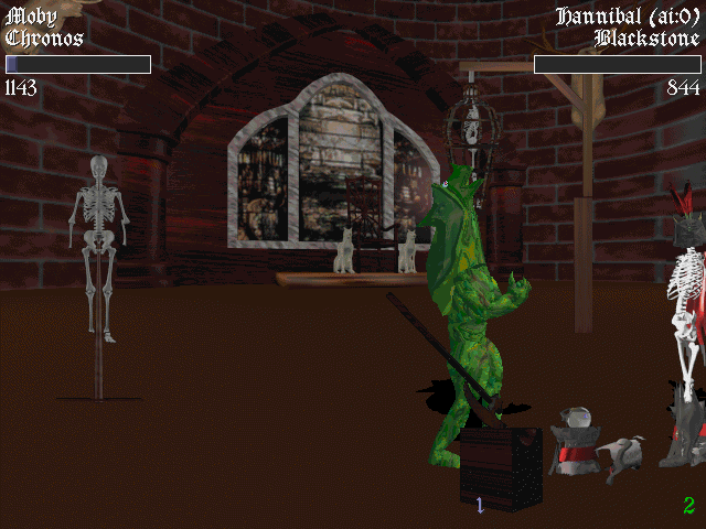Battle Wrath (DOS) screenshot: Chronos takes revenge and destroys Blackstone's armor