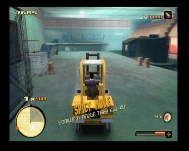 Total Overdose: A Gunslinger's Tale in Mexico (PlayStation 2) screenshot: Driving the fork-lift