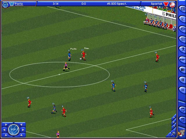 Director of Football (Windows) screenshot: The match engine. Is it me, or those players look a lot like the ones in FIFA 94?
