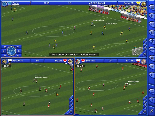 Director of Football (Windows) screenshot: A great feature allow to follow two other games at the same time without changing windows. Great to follow how your opponents are doing in the final stages of the competition.