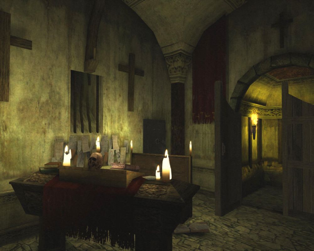 Call of Cthulhu: Dark Corners of the Earth (Windows) screenshot: Hidden chamber beneath the church.