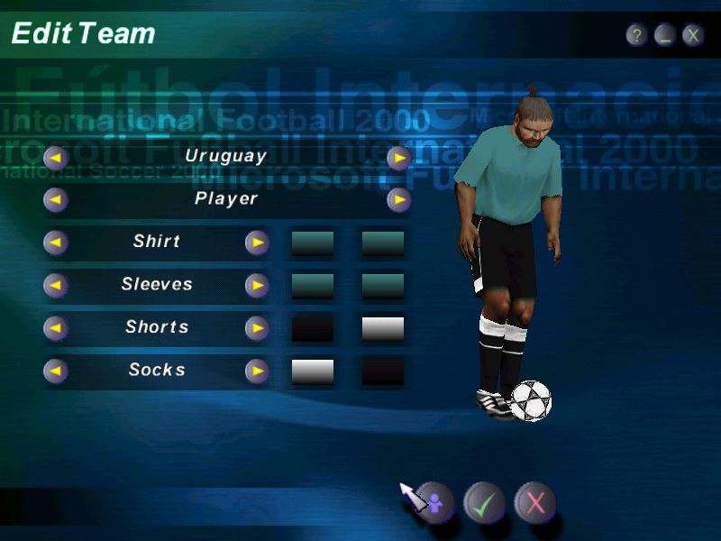 Microsoft International Soccer 2000 (Windows) screenshot: You can create up to 7 custom teams.