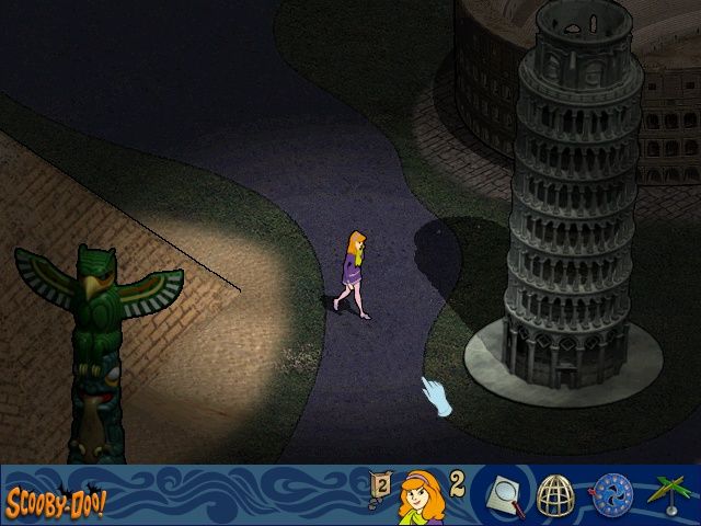 Scooby-Doo!: Mystery of the Fun Park Phantom (Windows) screenshot: Danger-prone-Daphne looking for trouble