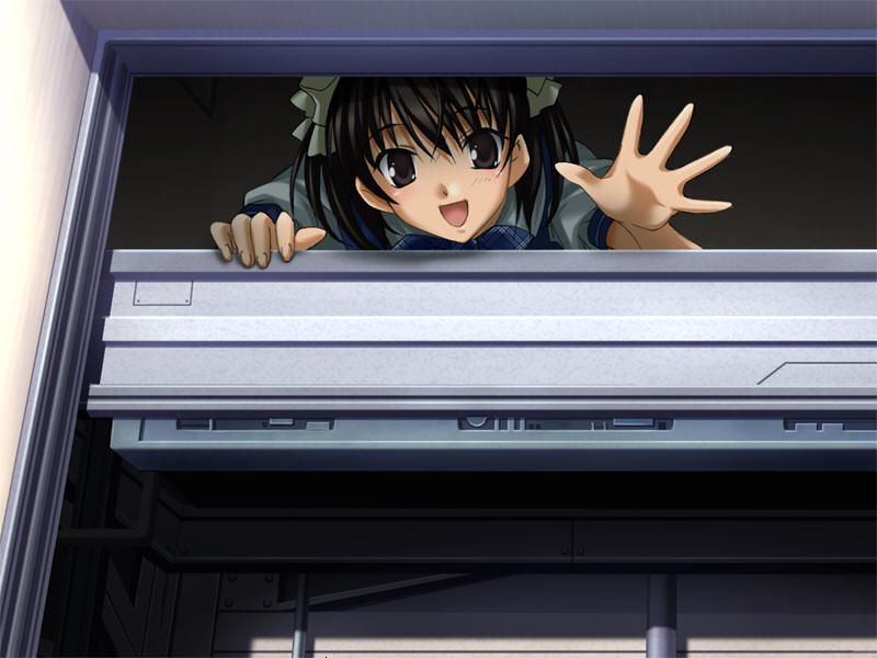 Ever17: The Out of Infinity (Windows) screenshot: Sara trapped in an elevator