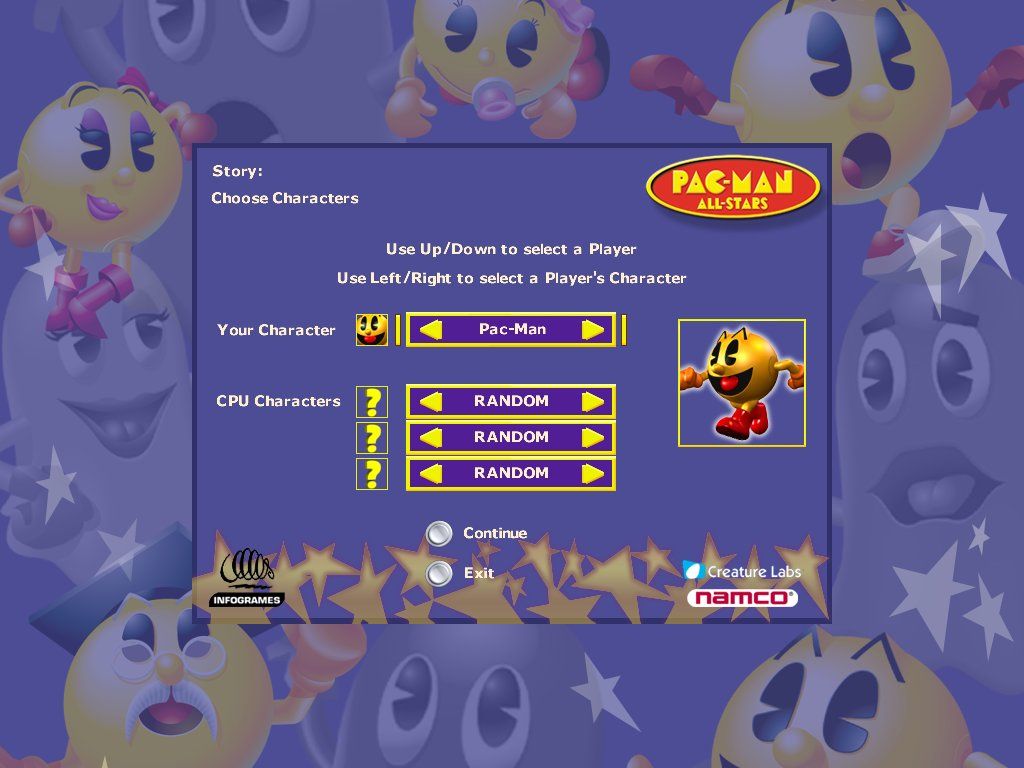 Pac-Man All-Stars (Windows) screenshot: Select your player(s)