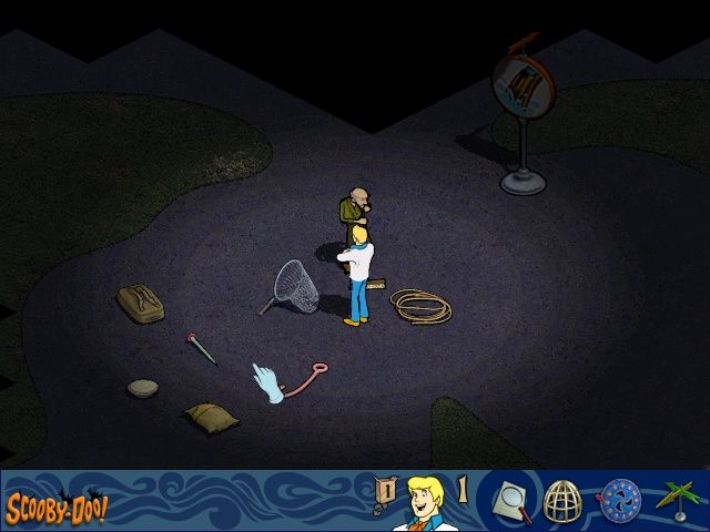 Scooby-Doo!: Mystery of the Fun Park Phantom (Windows) screenshot: Fred talks to the cranky groundskeeper