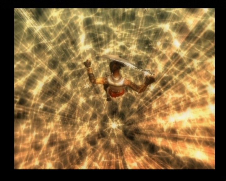 Prince of Persia: The Two Thrones (PlayStation 2) screenshot: Prince fighting his dark side, you cannot die in this realm.