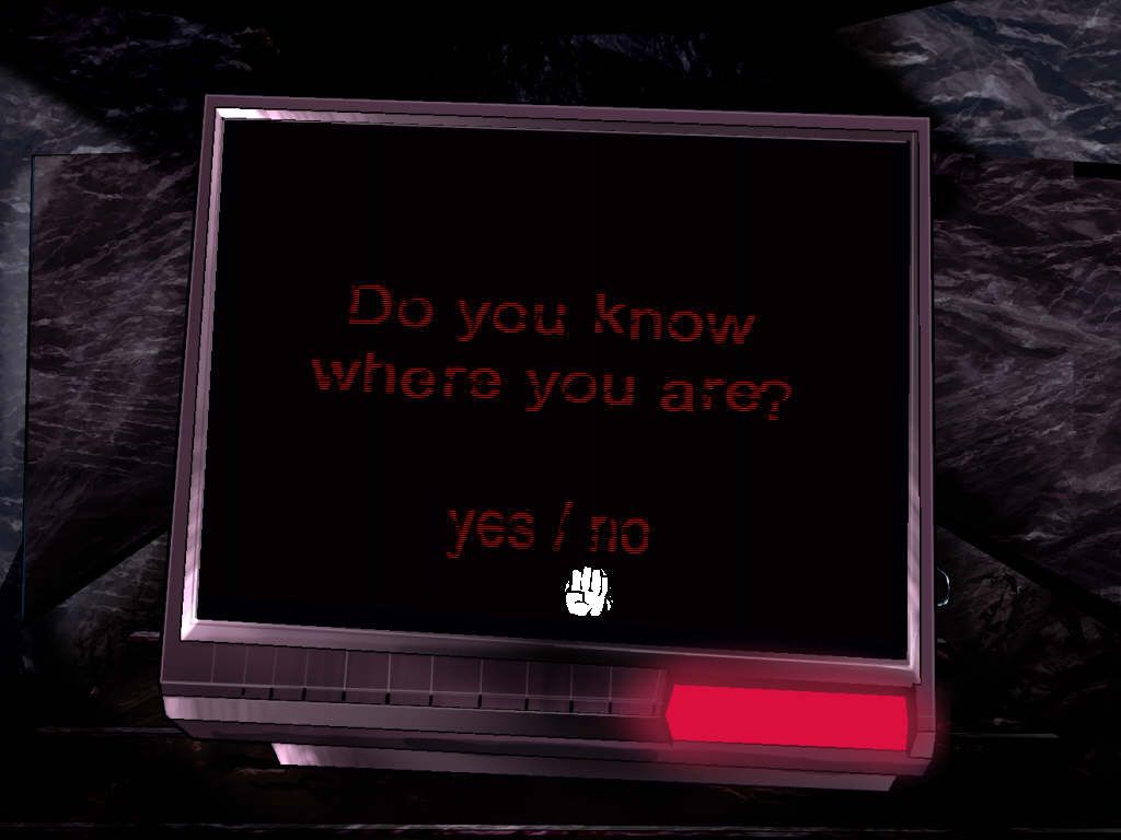 The White Chamber (Windows) screenshot: Careful with these questions...they'll determine the ending you'll get